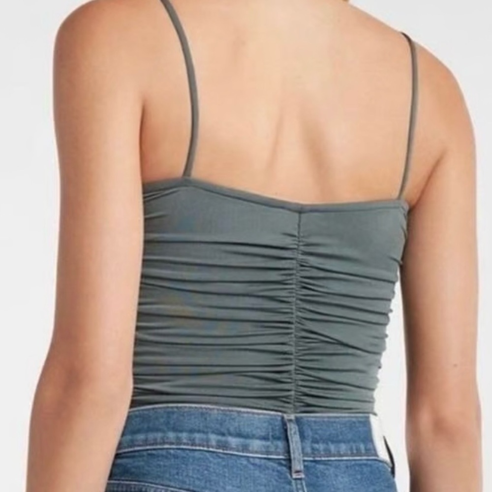 Express Olive Ruched Bodysuit - Picture 2 of 7